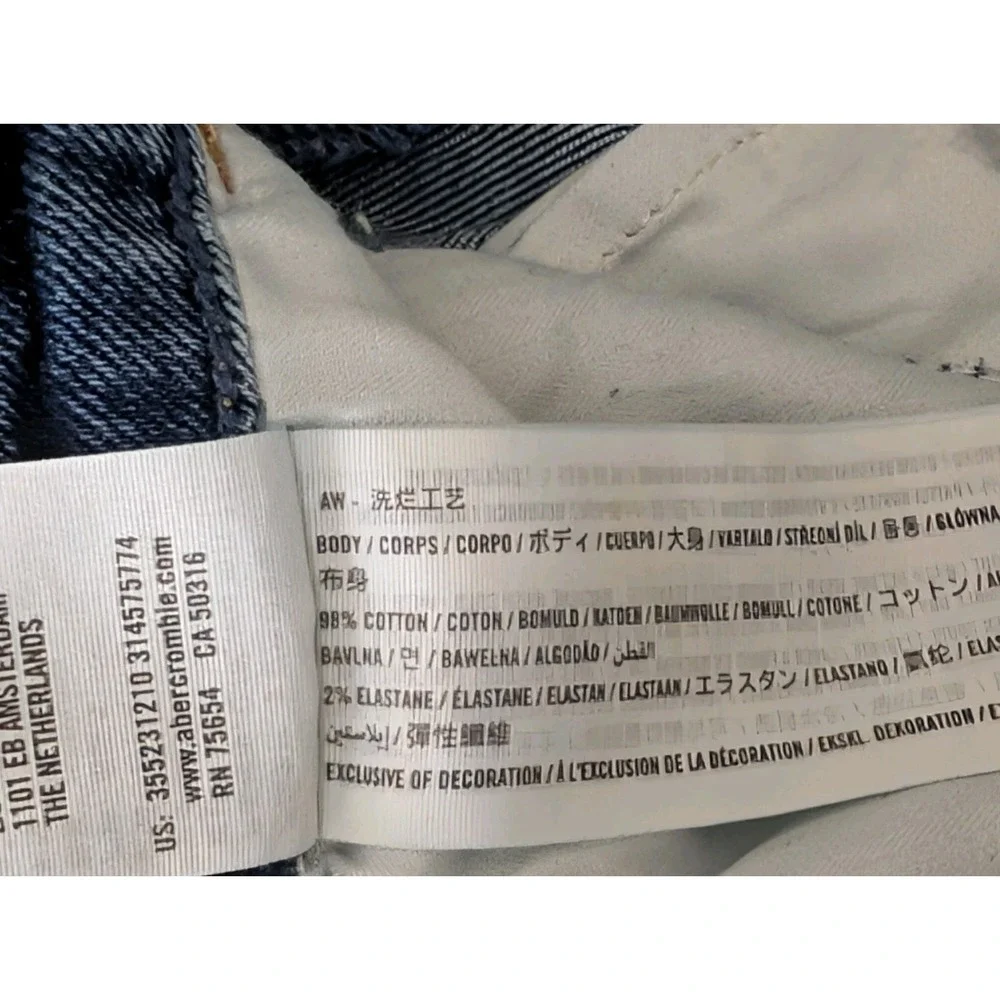 Hollister Curvy High Rise Mom Jeans Womens 5S 27x25 Blue Distressed Grunge Indie